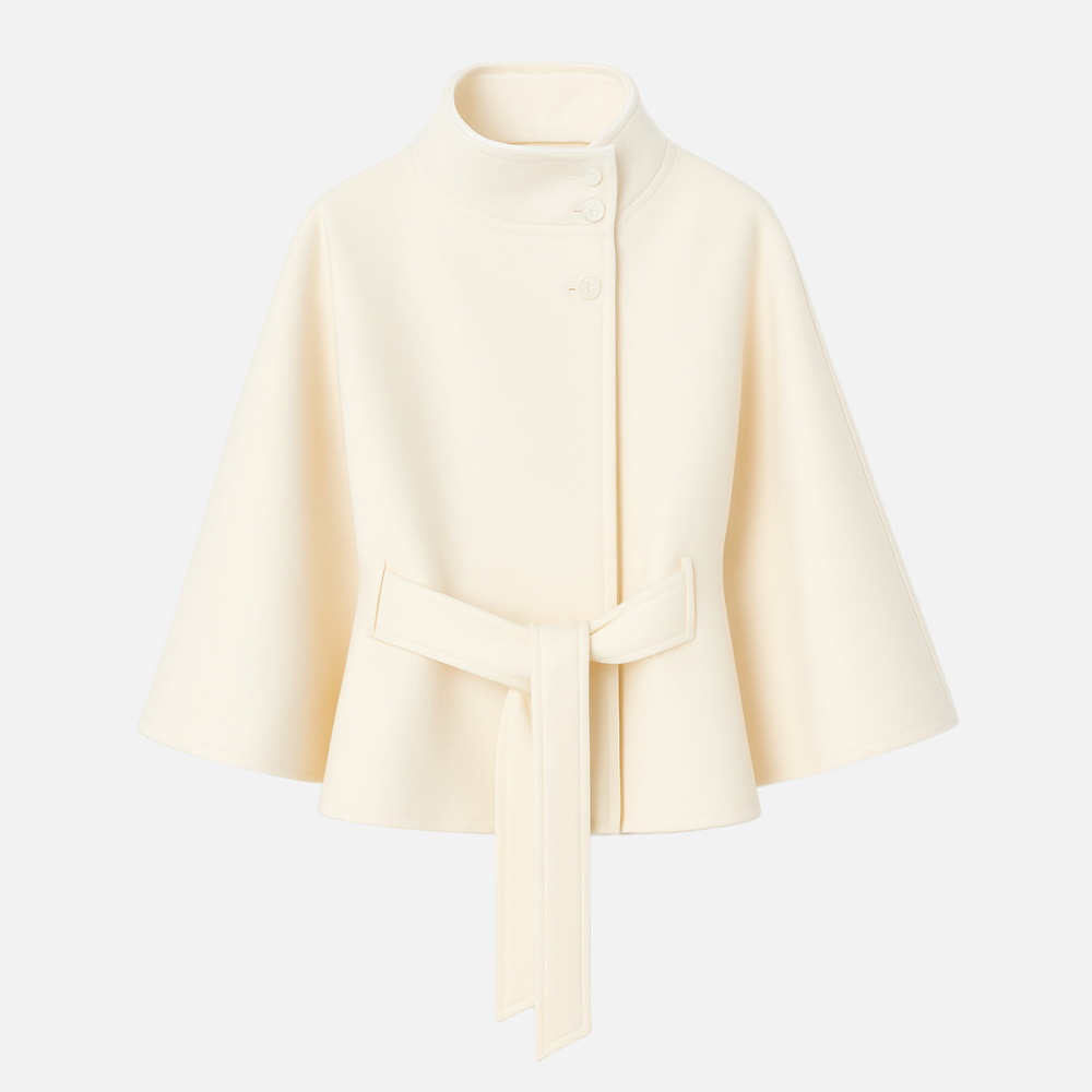 Noir Belted Cape Coat